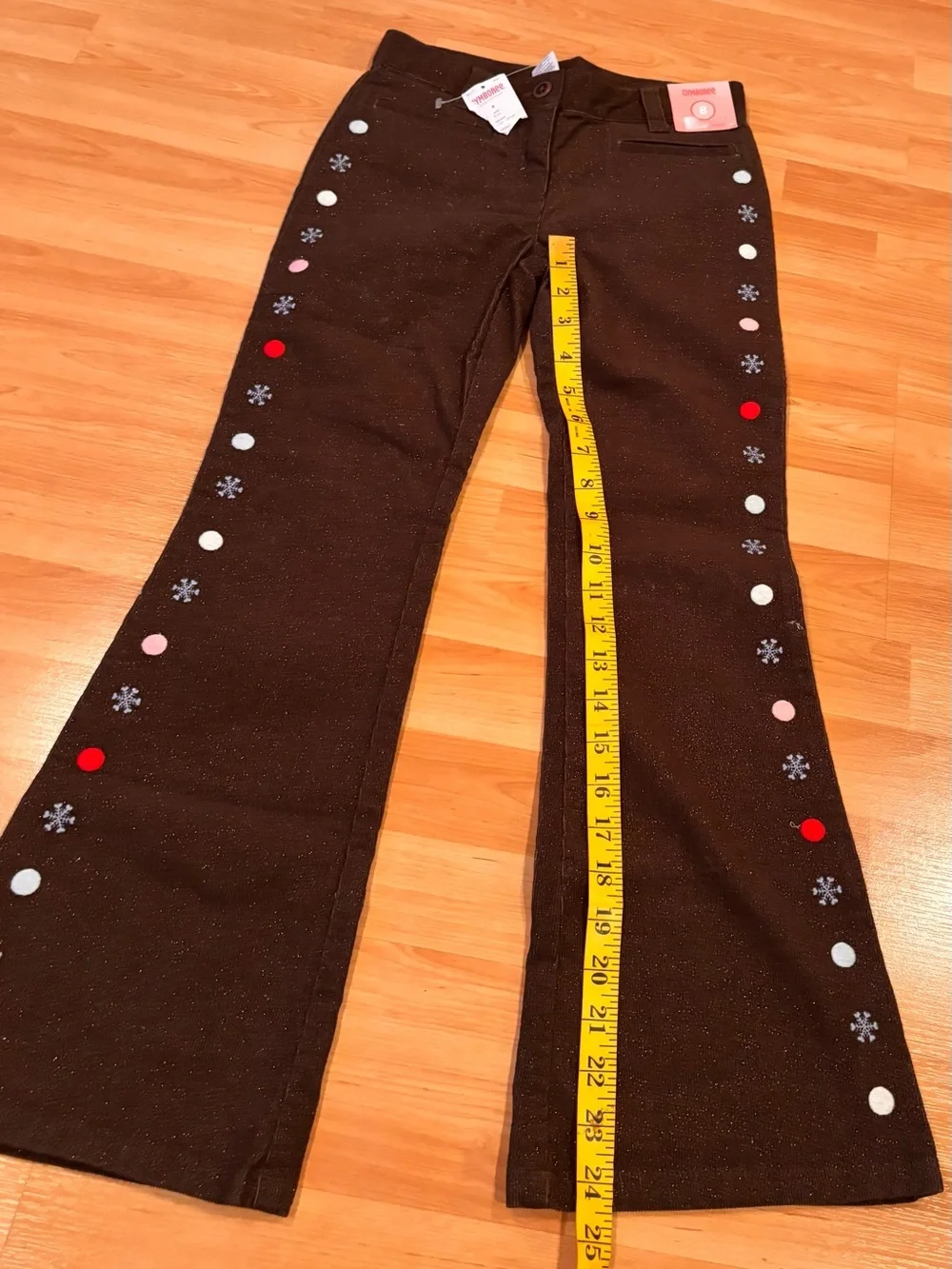 Gymboree Y2K Brown Sparkly Flare Corduroy Pants